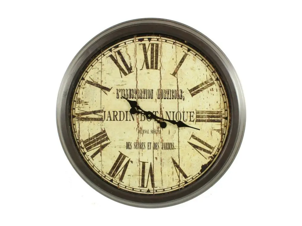 Grande Horloge Ancienne Murale Jardin Botanique 70cm - Fer - Blanc