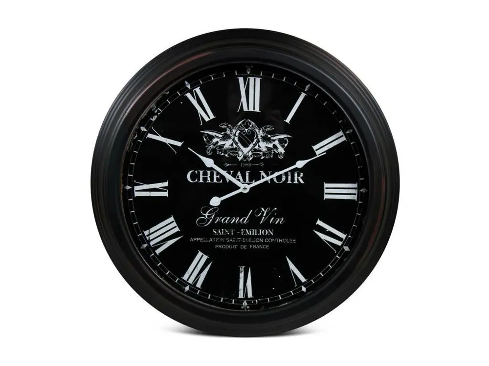 Horloge Ancienne Murale Cheval Noir Métal Noir 58cm