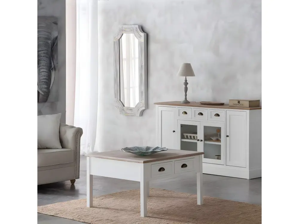 Miroir rectangulaire en bois avec relief gris 60x120x5h