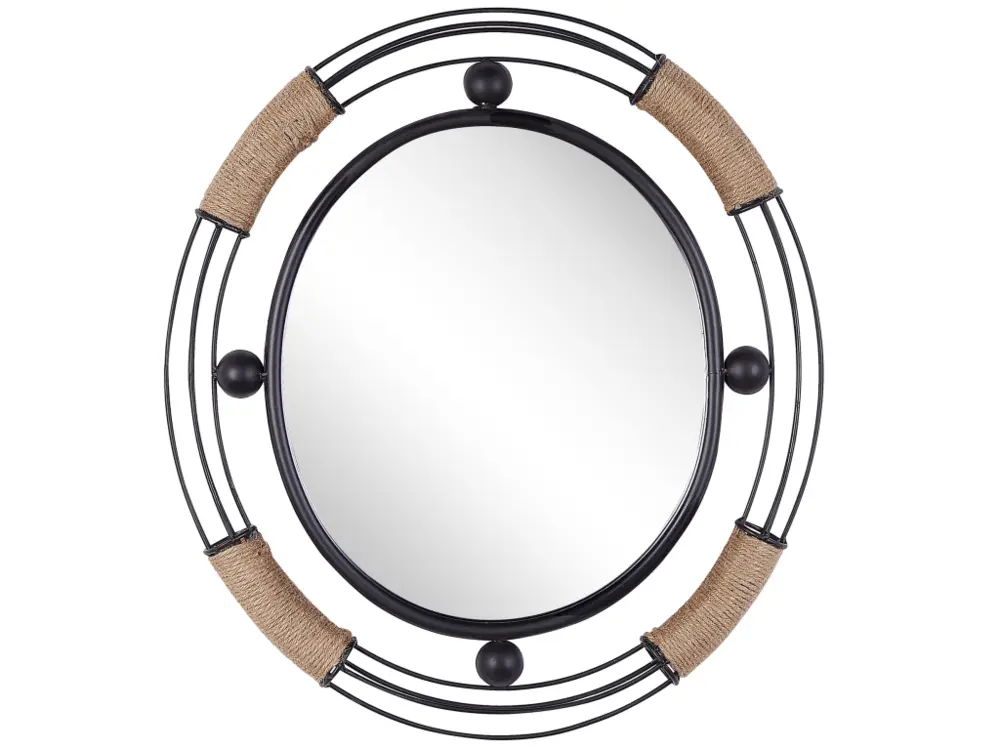 Miroir mural ovale noir / beige 55 x 50 cm MOULINS