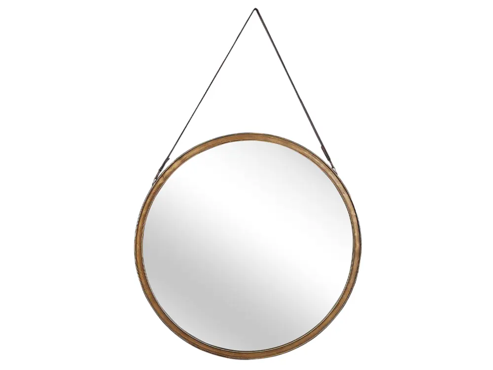 Miroir mural rond doré avec sangle ø 60 cm AUTUN