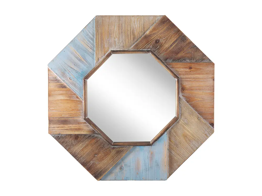 Miroir mural 77 x 77 cm en bois foncé MIRIO