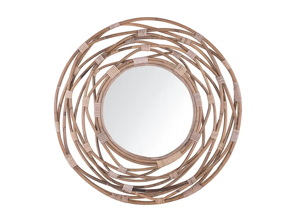 Miroir mural rond en rotin foncé ø 75 cm BURGIS