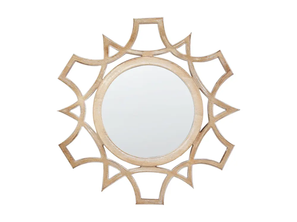 Miroir mural rond bois clair ø 60 cm ZAPOPAN