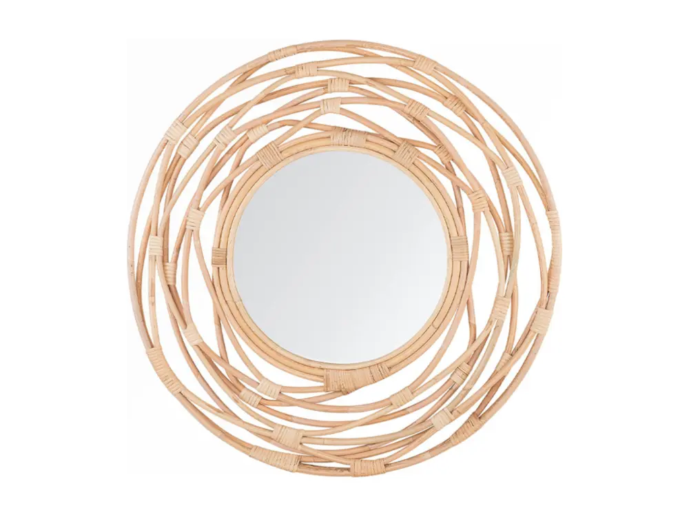 Miroir mural rond en rotin clair ø 75 cm BURGIS