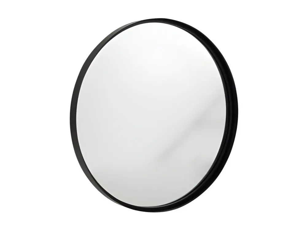 Miroir Mural Rond Design "Bord Métal" 60cm Noir