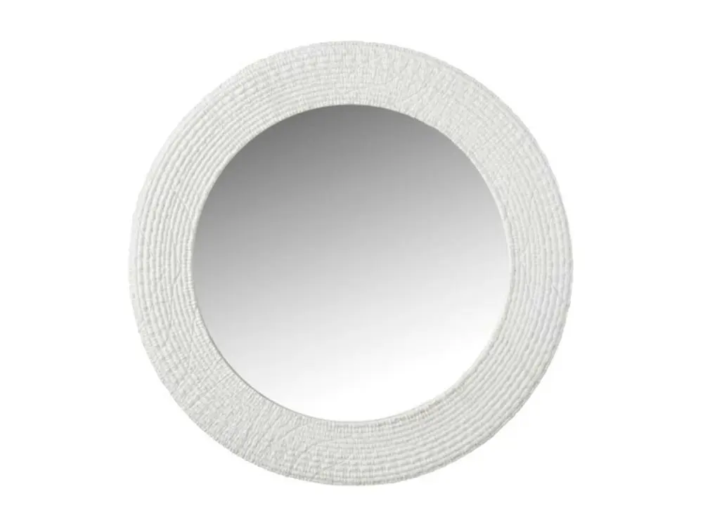 Miroir Mural Rond Design "Nervures" 50cm Blanc