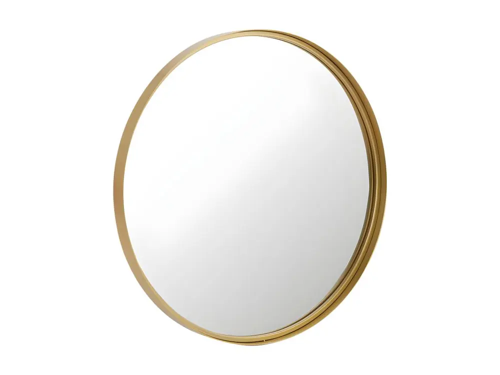 Miroir Mural Rond Design "Bord Métal" 60cm Or