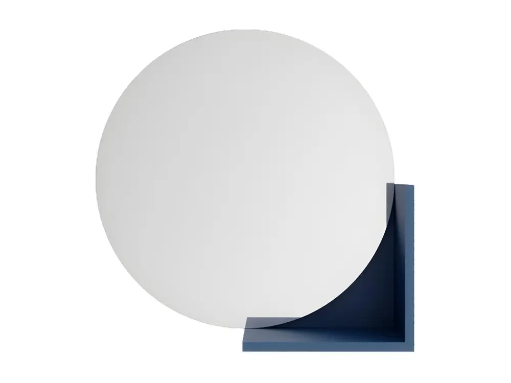 Miroir rond bleu marine avec étagère LUCIJA / diamètre 60 cm