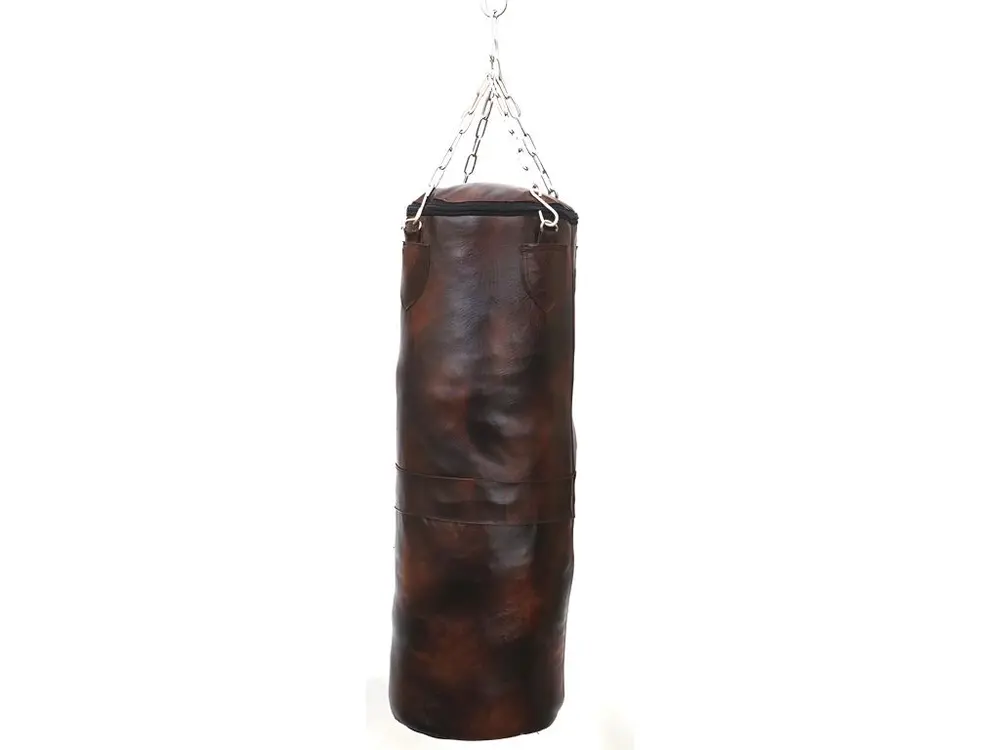 Petit sac de frappe en cuir vintage - Marron - D 25,5 x H 76 cm - TYSON