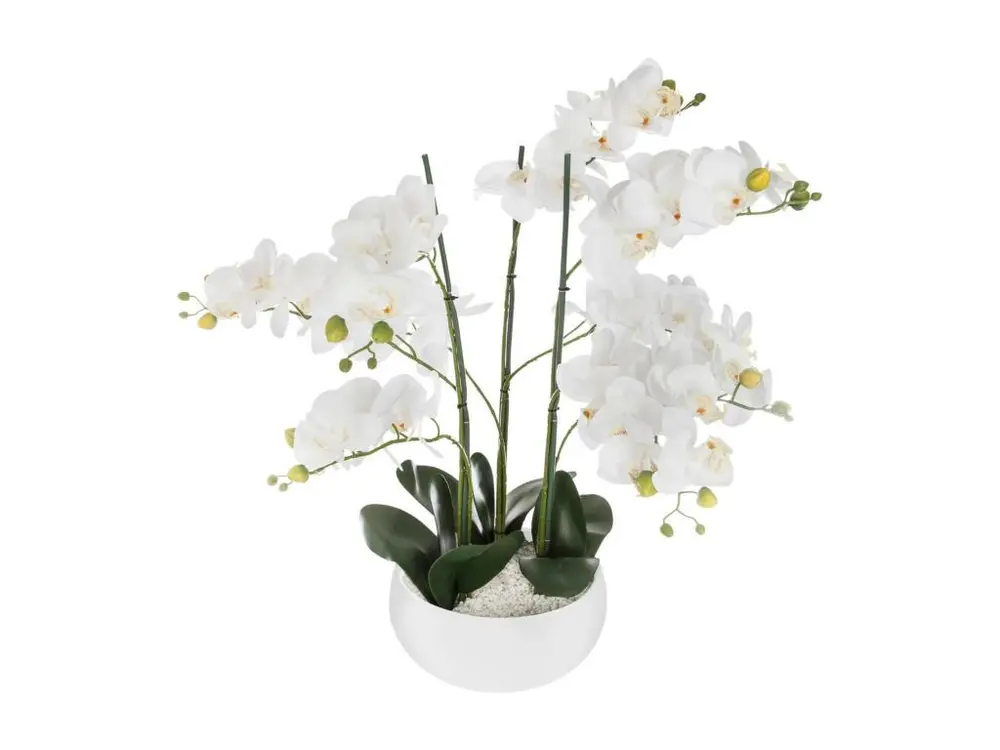 Plante artificielle Orchidée dans Pot en céramique blanche H 62 cm