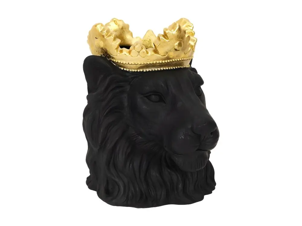 Cache-Pot Design "Lion Couronne" 39cm Noir