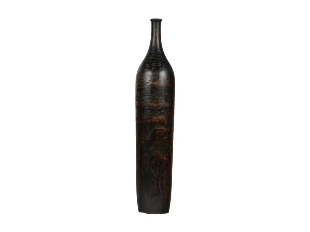 Vase décoratif 59 cm racine de bois de teck finition noire - GABRIELA