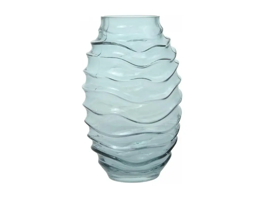 Vase 16x16x25,5 AQUA6 Bleu fait main en verre Certification BSCI idéal pour le salon