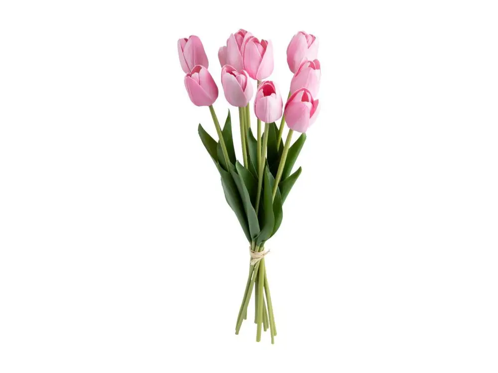 Bouquet artificiel de 10 Tulipes Roses H 48 cm