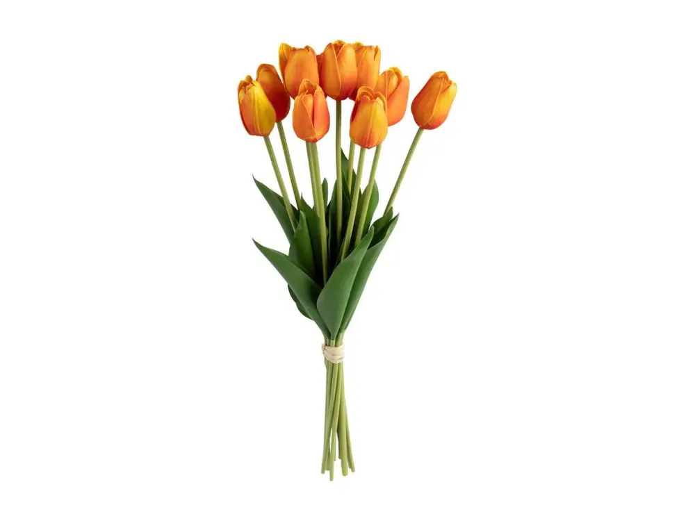 Bouquet artificiel de 10 Tulipes Oranges H 48 cm