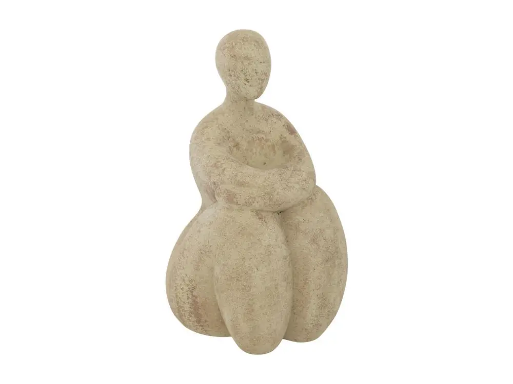 Objet déco Statue Femme en résine beige aspect pierre H 23 cm