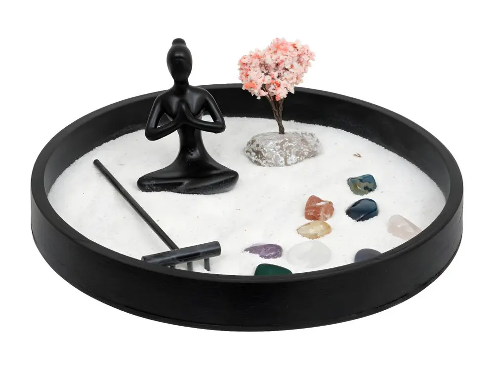 Objet décoratif Jardin Zen avec Plateau, Statuette et accessoires