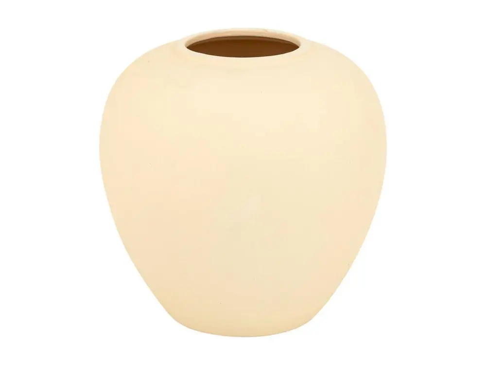 Vase boule en céramique mat Beige H 22 cm