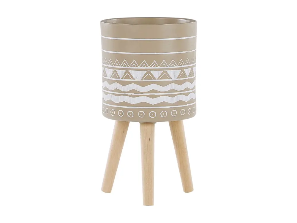 Cache-pot beige avec pieds en bois ⌀ 25 cm MILINA