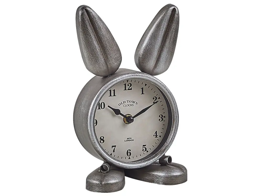 Horloge de table lapin argenté 24 cm THUSIS