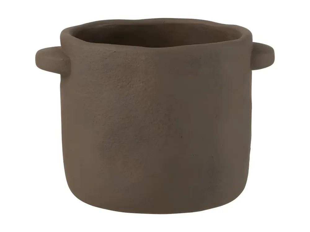 Cache-Pot en Ciment "Gustave" 24cm Marron Foncé