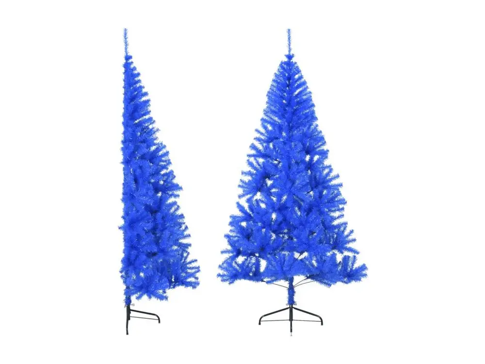 Demi sapin de Noël artificiel avec support Bleu 210 cm PVC