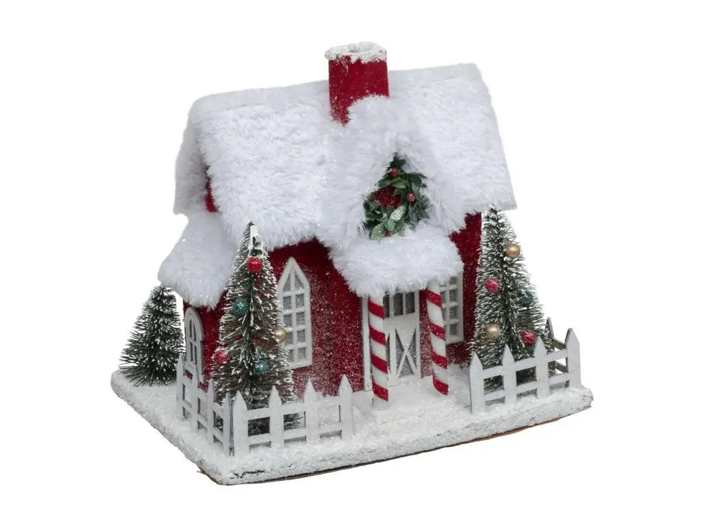 Déco à poser Maison du Père Noël enneigée H 25.5 cm