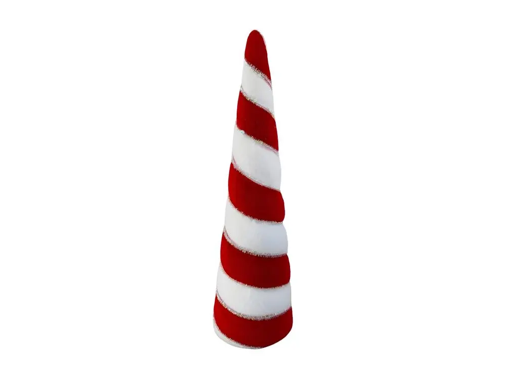 Déco de Noël Cone rouge et blanc H 40.5 cm