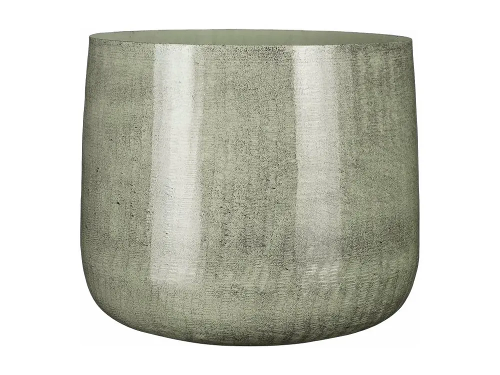 Pot de fleurs d'interieur en fer - 27 x Ø32 - Gris clair - BENSON