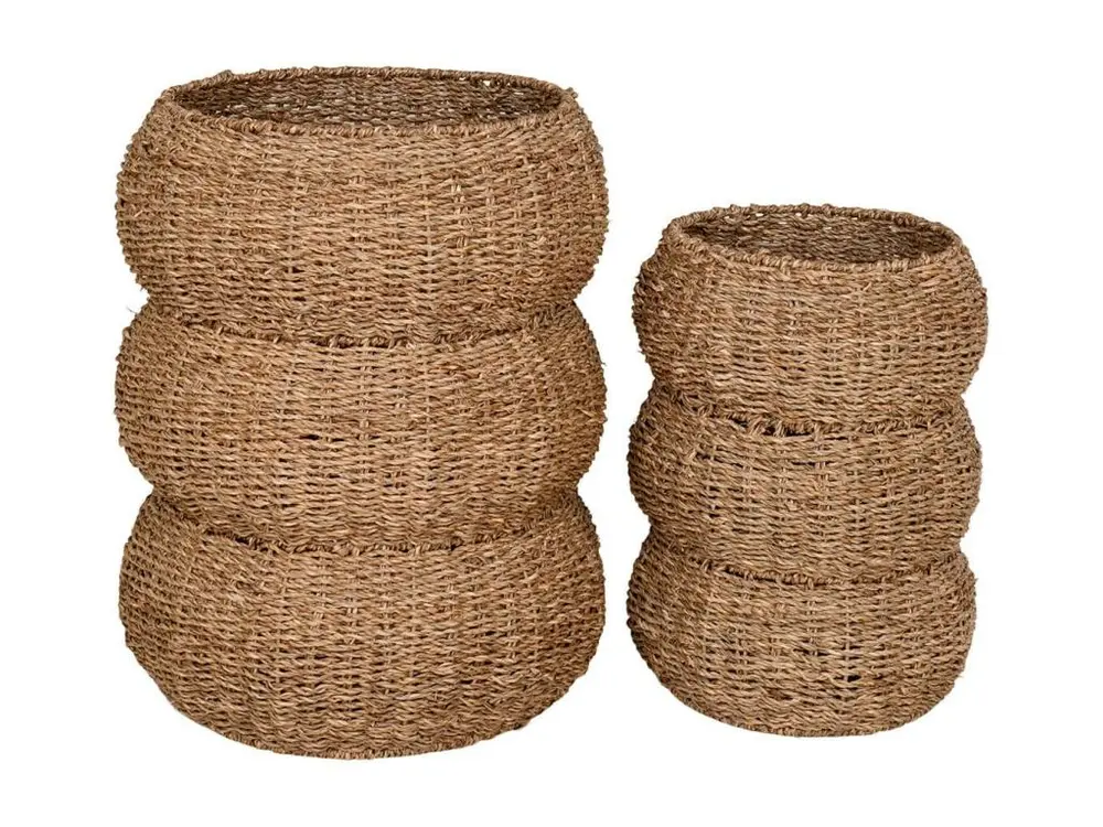 RONDO - Lot de 2 Cache-Pots en Fibre Naturelle Tressée