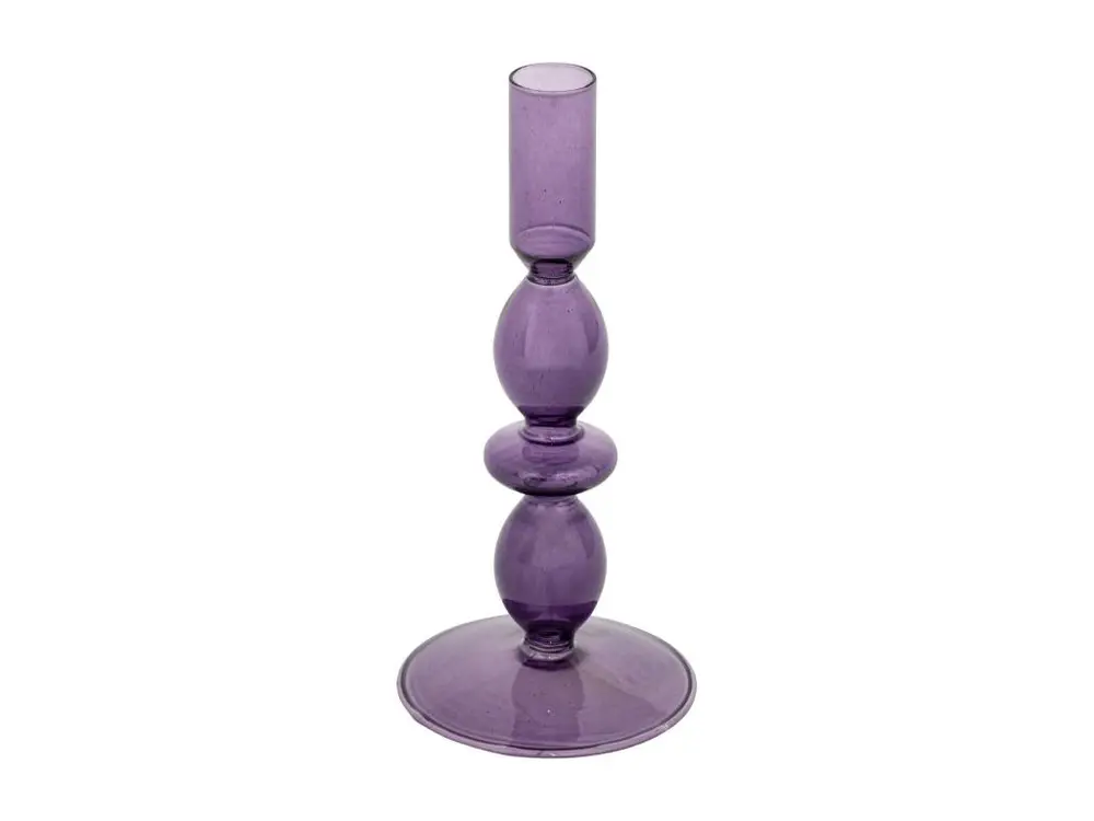 Bougeoir Chandelier en Verre Violet H 19 cm