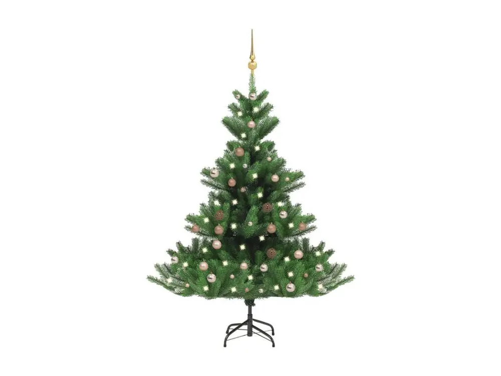 Sapin de Noël artificiel Nordmann avec LED et boules Vert 120cm