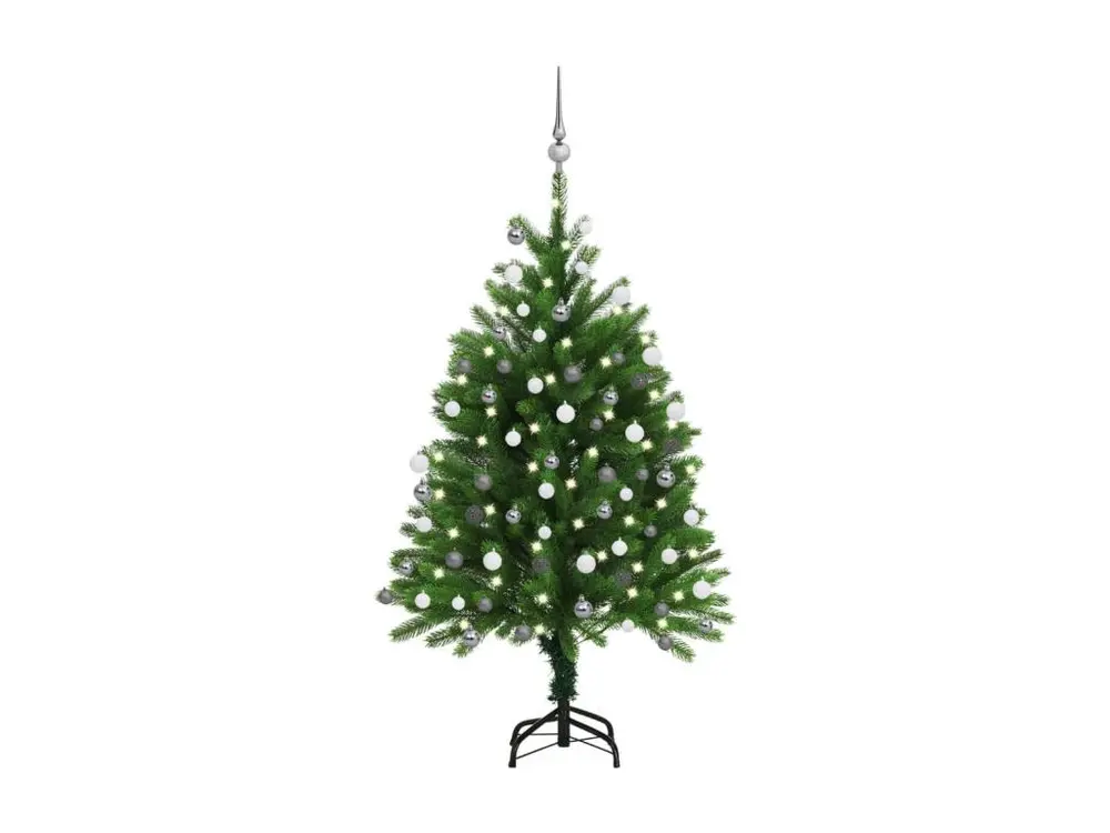 Arbre de Noël artificiel avec LED et boules 120 cm Vert