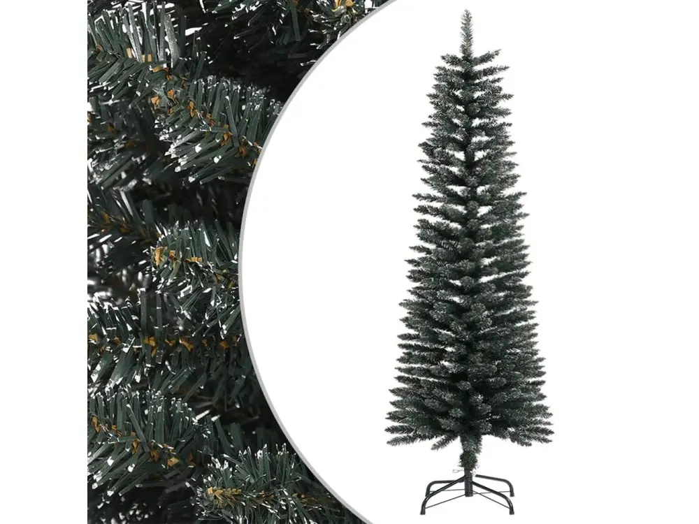 Sapin de Noël artificiel mince avec support Vert 120 cm PVC