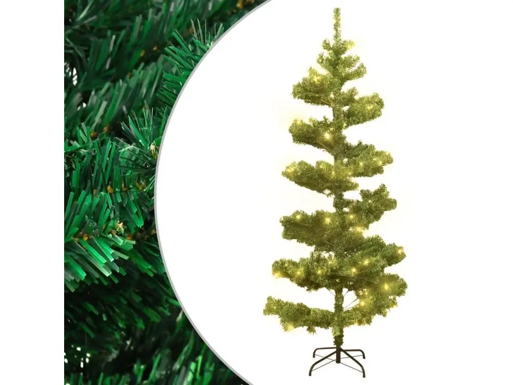 Arbre de Noël hélicoïdal avec support et LED Vert 180 cm PVC