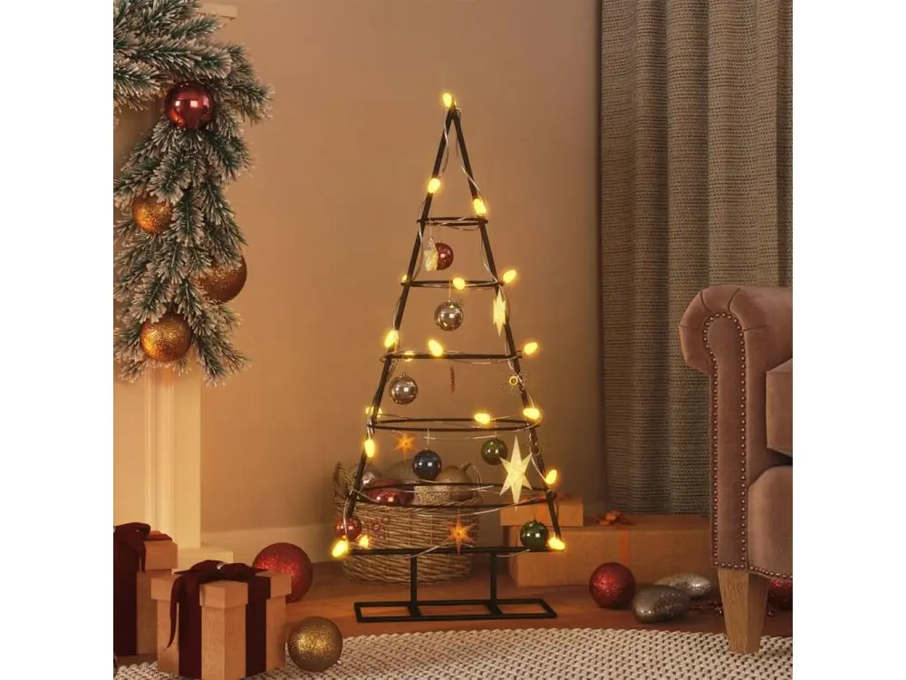 Arbre de Noël en métal pour décoration noir 90 cm