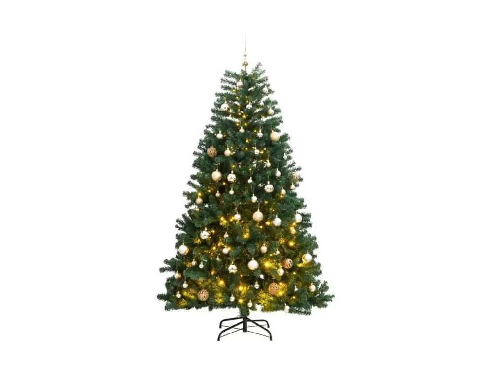 Sapin de Noël artificiel articulé 300 LED et boules 180 cm