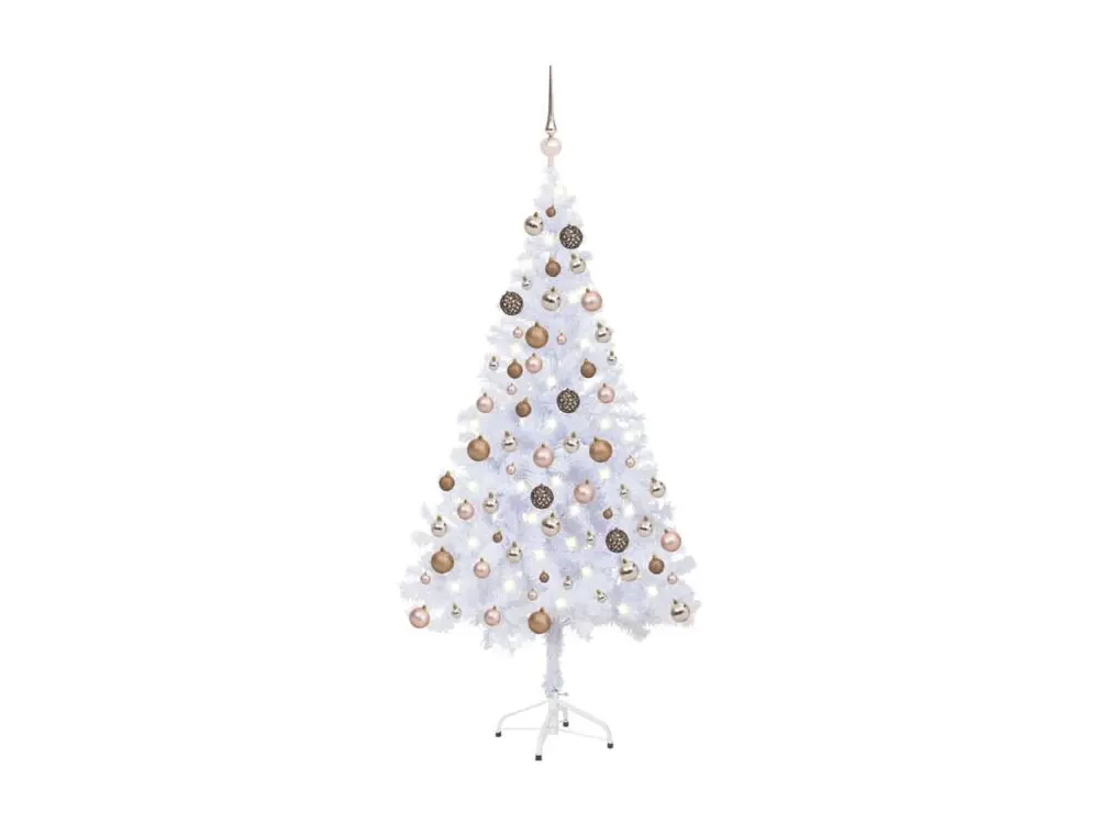 Arbre de Noël artificiel avec LED et boules 150 cm 380 branches