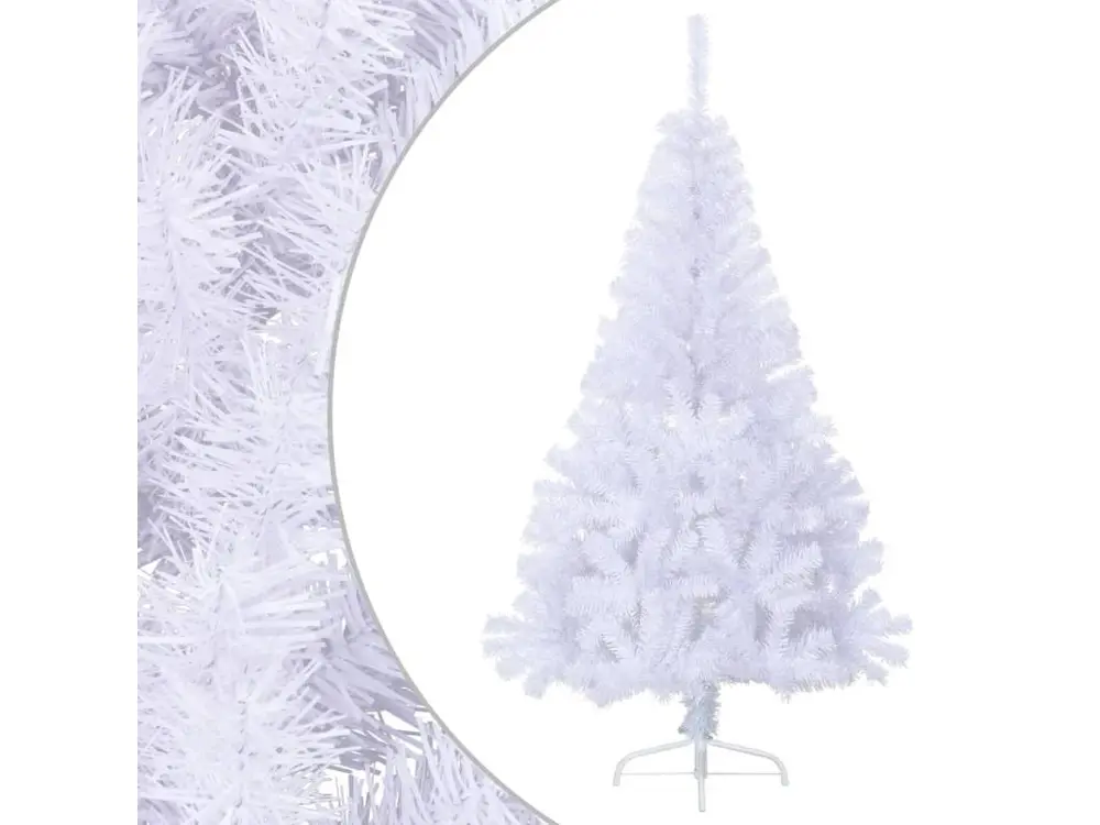 Sapin de Noël artificiel moitié avec support blanc 150 cm PVC