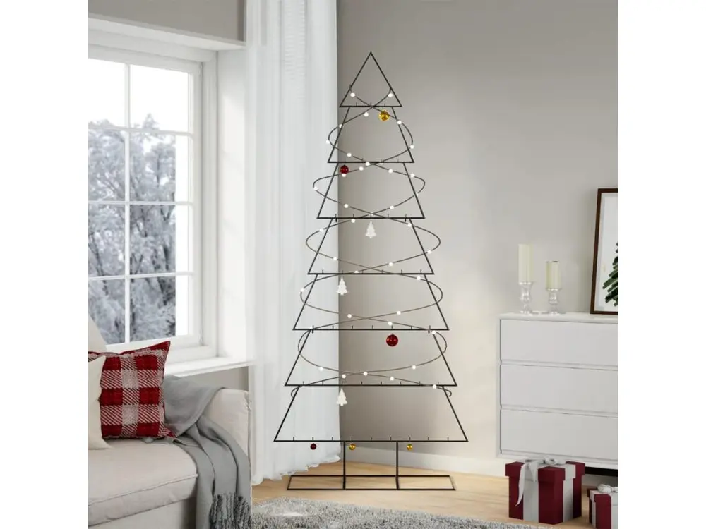 Arbre de Noël en métal pour décoration noir 210 cm