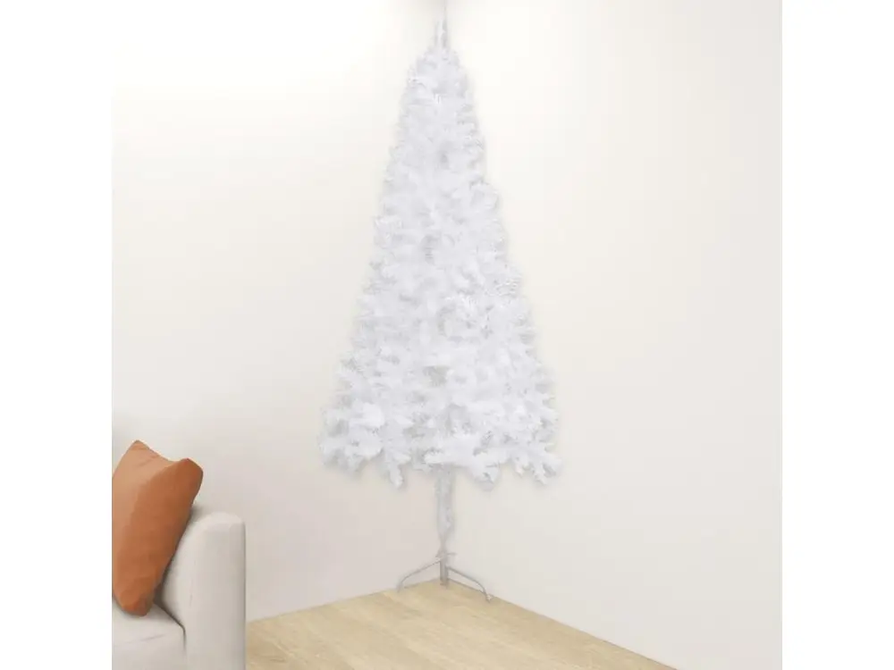 Sapin de Noël artificiel d'angle Blanc 240 cm PVC