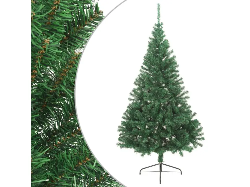 Sapin de Noël artificiel moitié avec support vert 240 cm PVC