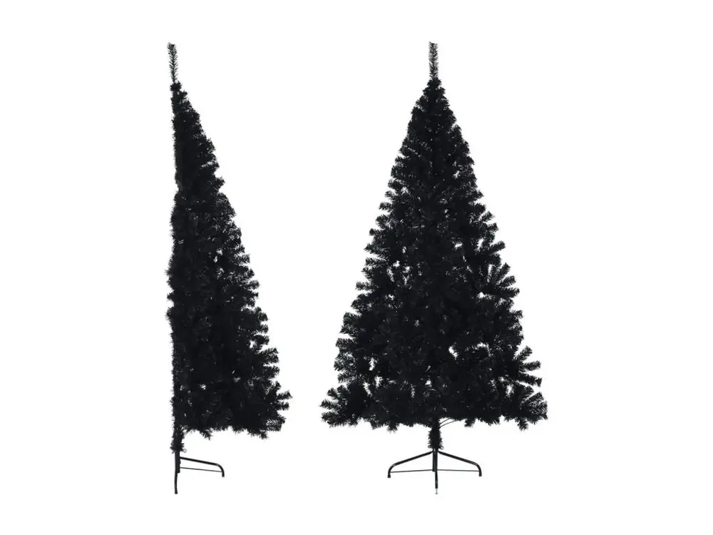 Demi sapin de Noël artificiel avec support Noir 210 cm PVC