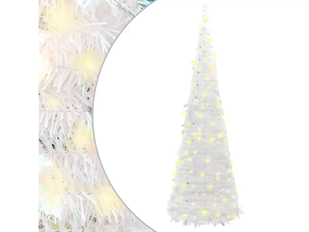 Sapin de Noël artificiel escamotable 100 LED blanc 150 cm