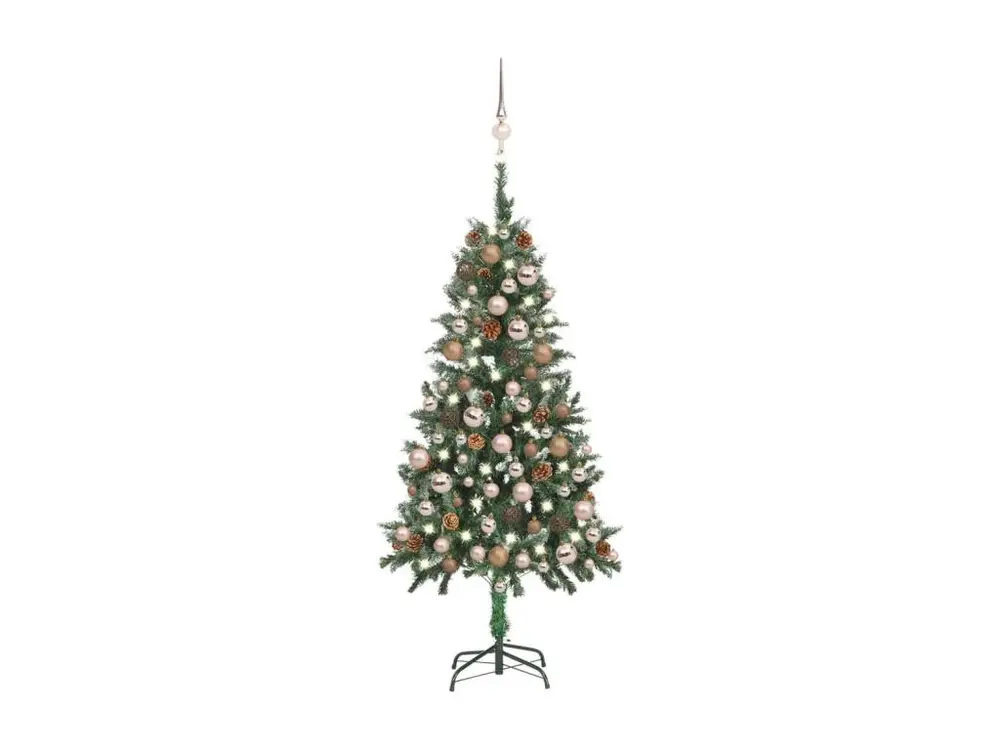 Arbre de Noël artificiel LED et boules et pommes de pin 150 cm