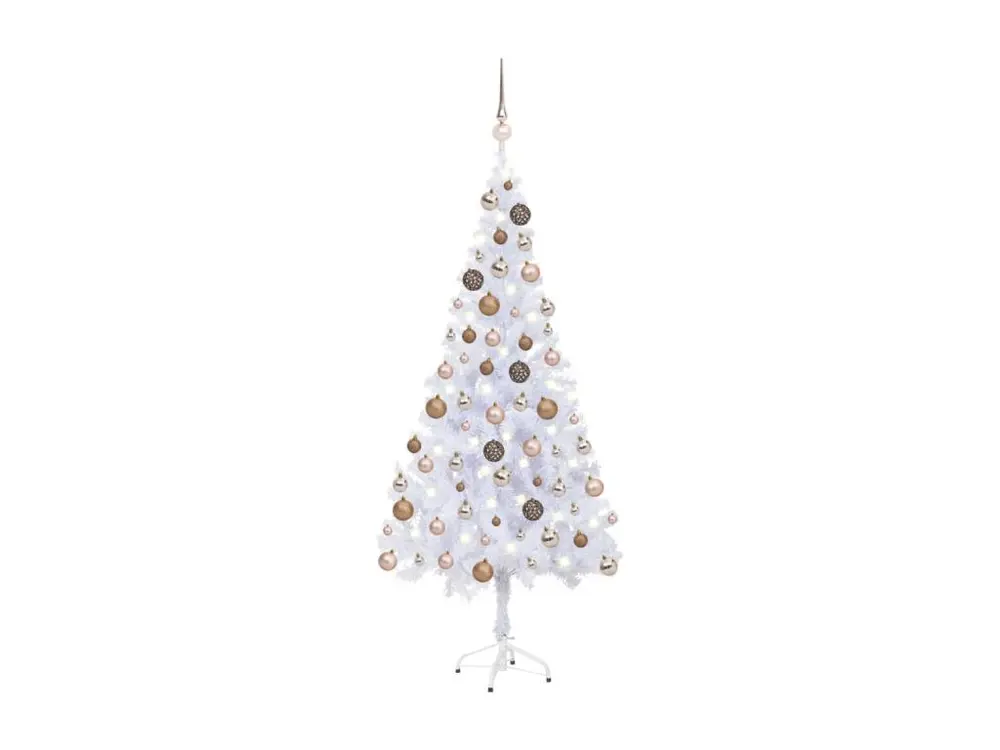 Arbre de Noël artificiel avec LED et boules 180 cm 620 branches