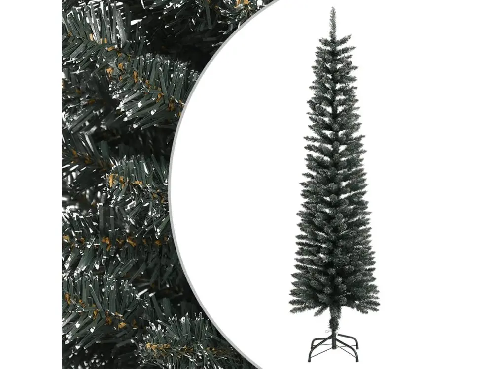 Sapin de Noël artificiel mince avec support Vert 180 cm PVC