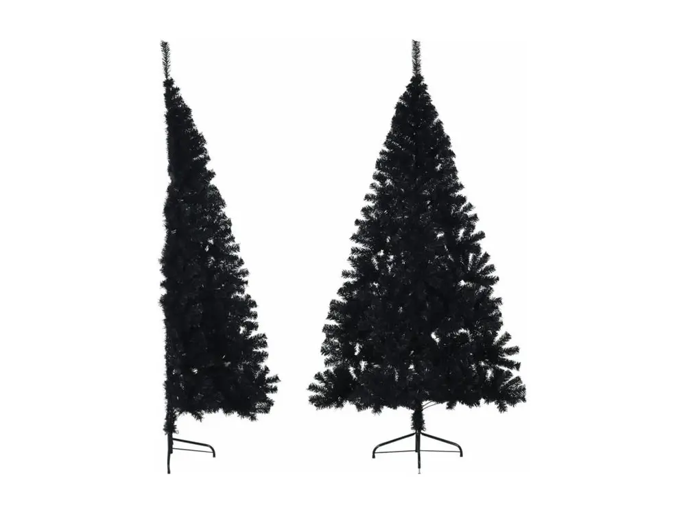 Demi sapin de Noël artificiel avec support Noir 240 cm PVC