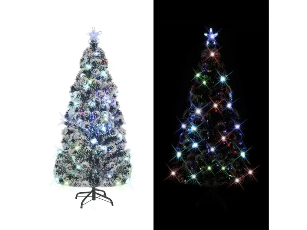 Sapin de Noël artificiel avec support/LED 210 cm fibre optique